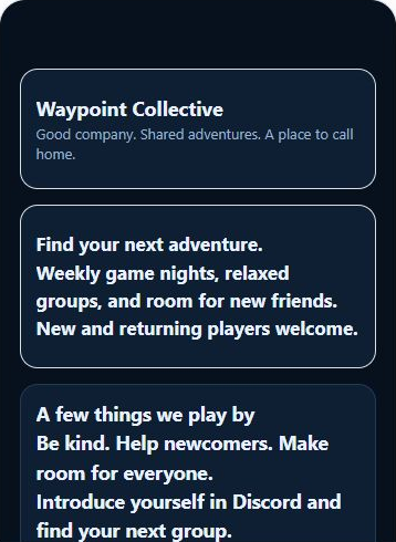 Actual phone preview of the Waypoint Collective demo website